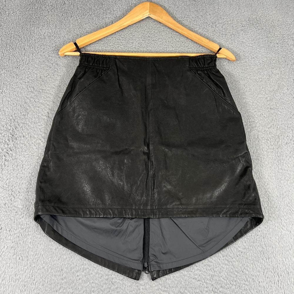 NIKE Sportswear 100% Lamb Leather High Low Zipper Lined Skirt Size Medium Rare